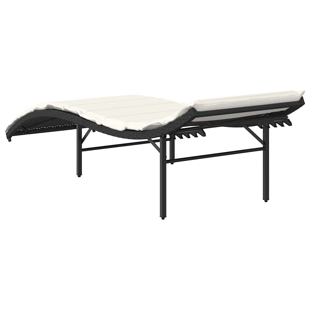 liggestole 2 stk. med hynder polyrattan sort