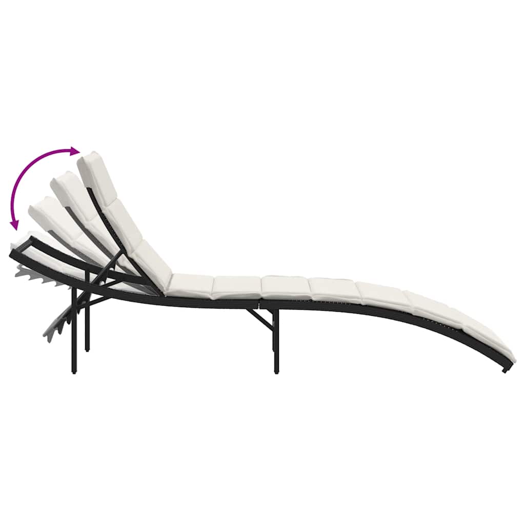 liggestole 2 stk. med hynder polyrattan sort