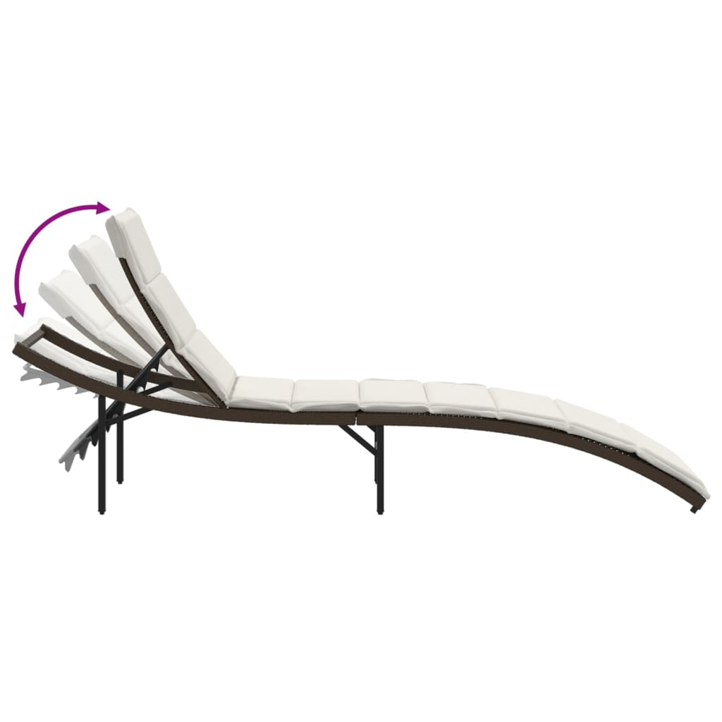 liggestole 2 stk. med hynder polyrattan brun