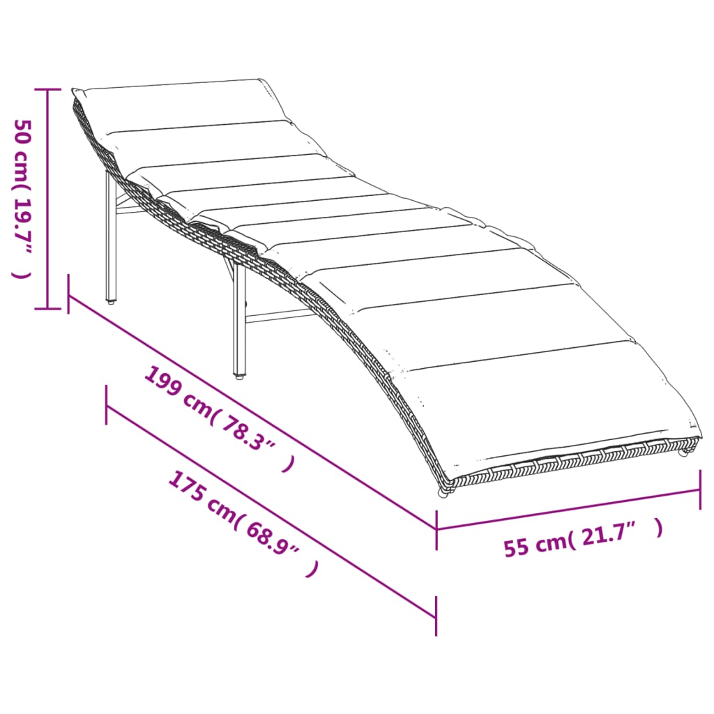 liggestole 2 stk. med hynder polyrattan brun