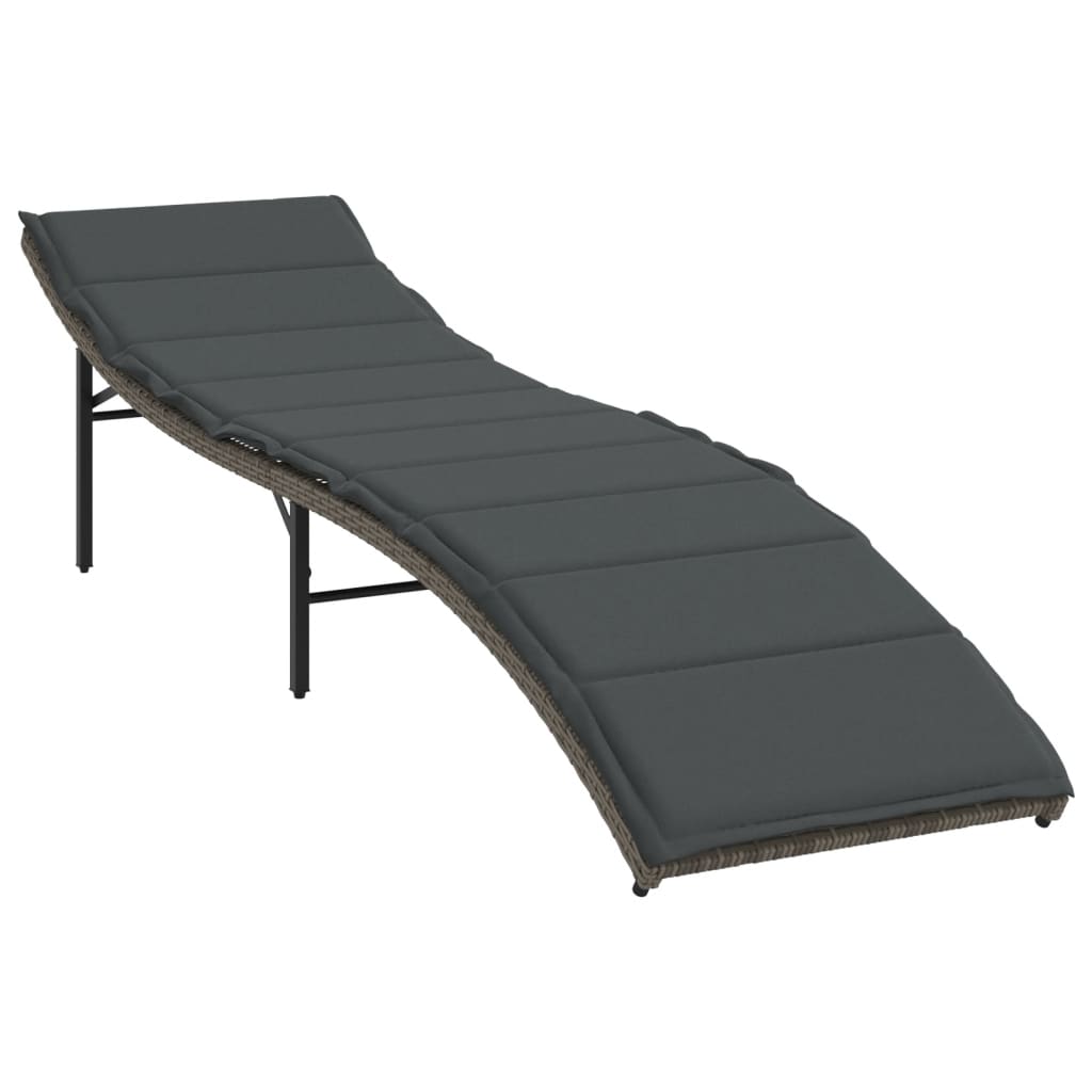 liggestole 2 stk. med hynder polyrattan grå