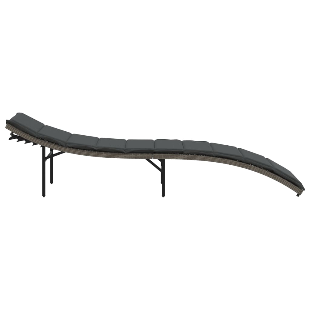 liggestole 2 stk. med hynder polyrattan grå