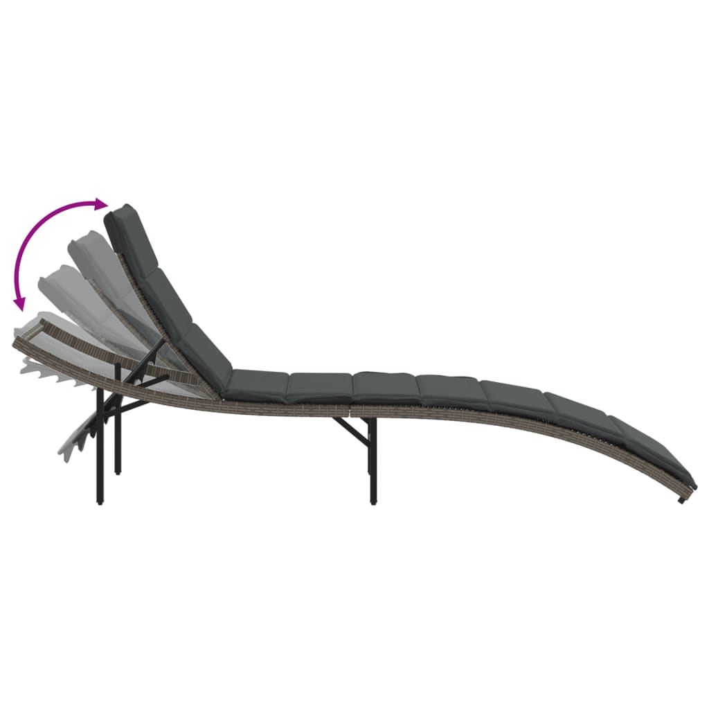 liggestole 2 stk. med hynder polyrattan grå