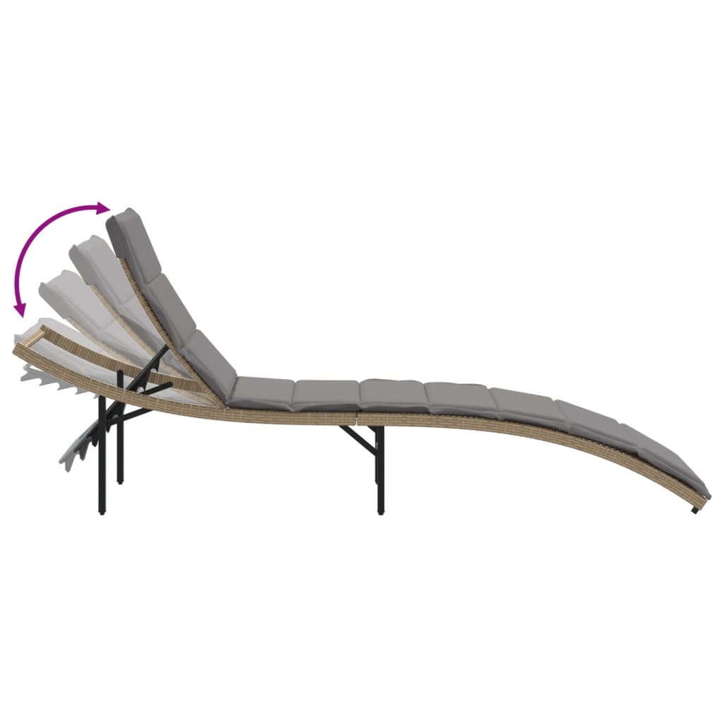 liggestole 2 stk. med hynder polyrattan beige