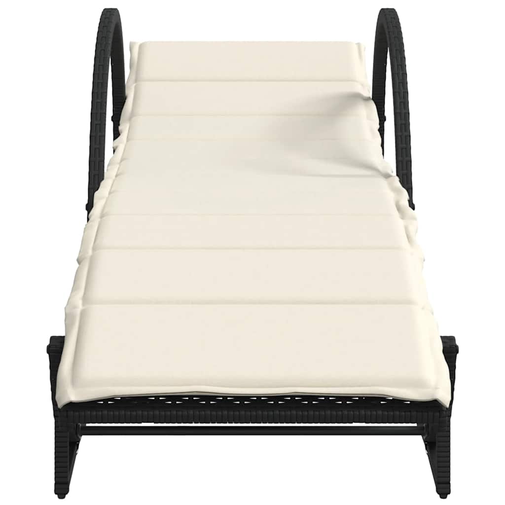 liggestole 2 stk. med hynder polyrattan sort