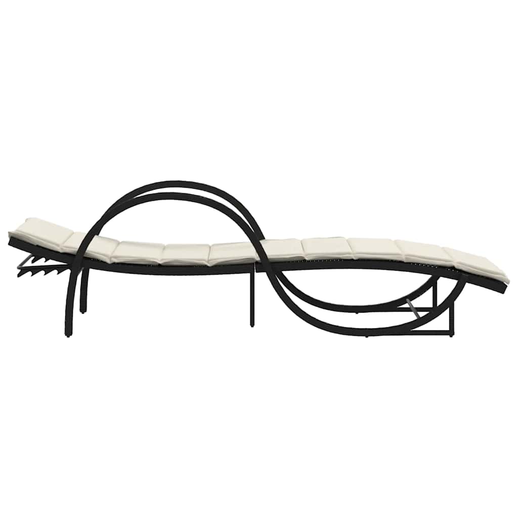 liggestole 2 stk. med hynder polyrattan sort