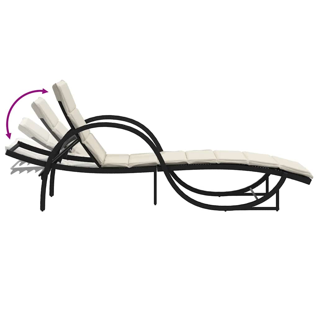 liggestole 2 stk. med hynder polyrattan sort