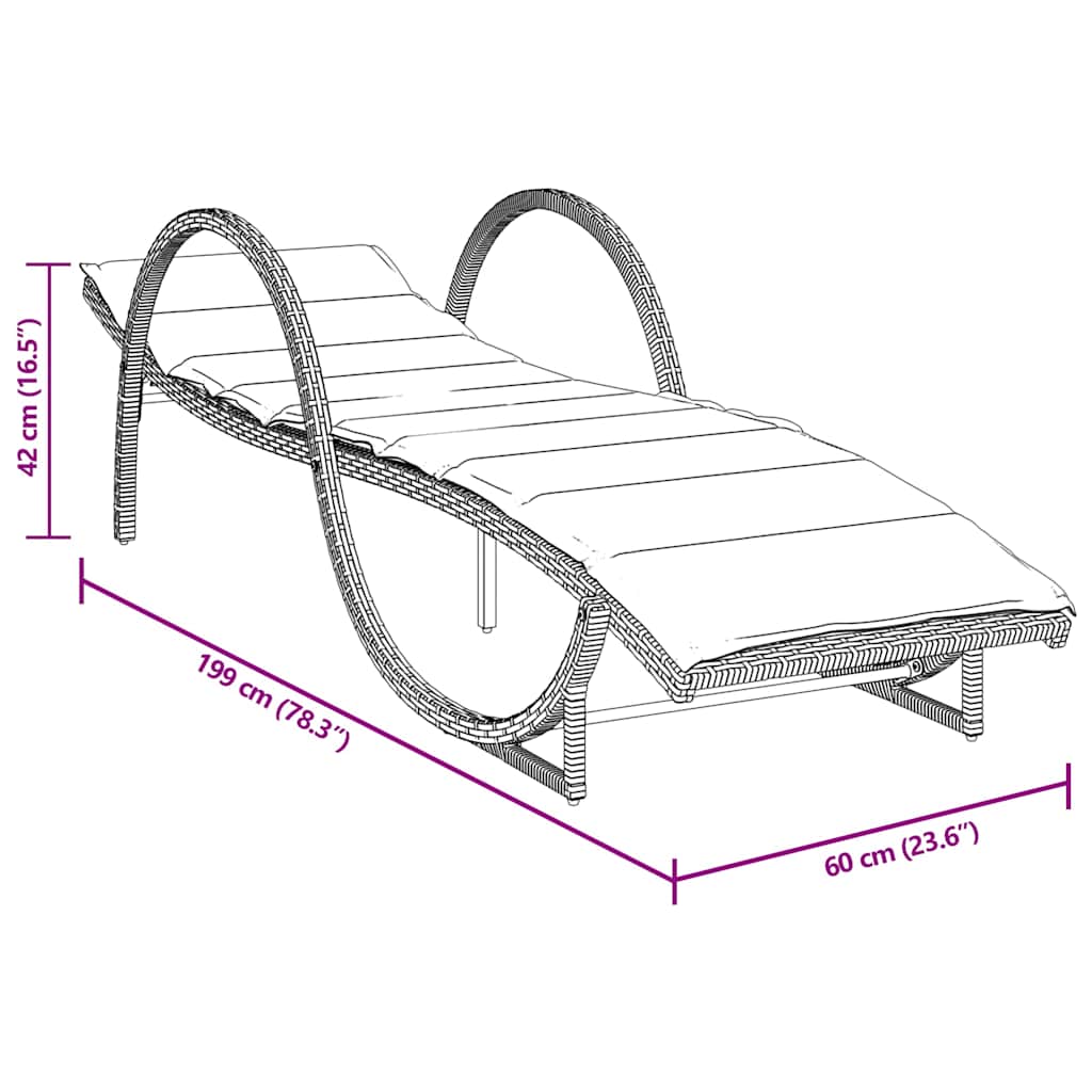 liggestole 2 stk. med hynder polyrattan sort