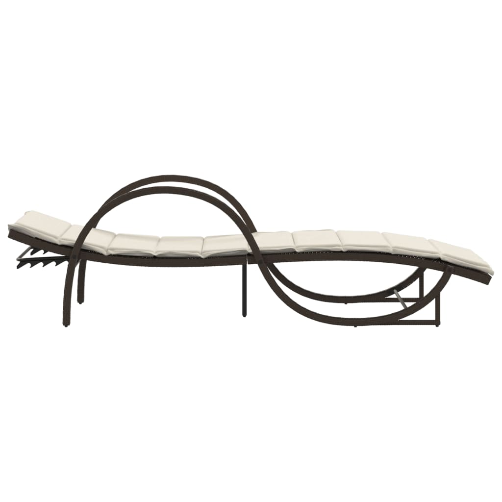 liggestole 2 stk. med hynder polyrattan brun
