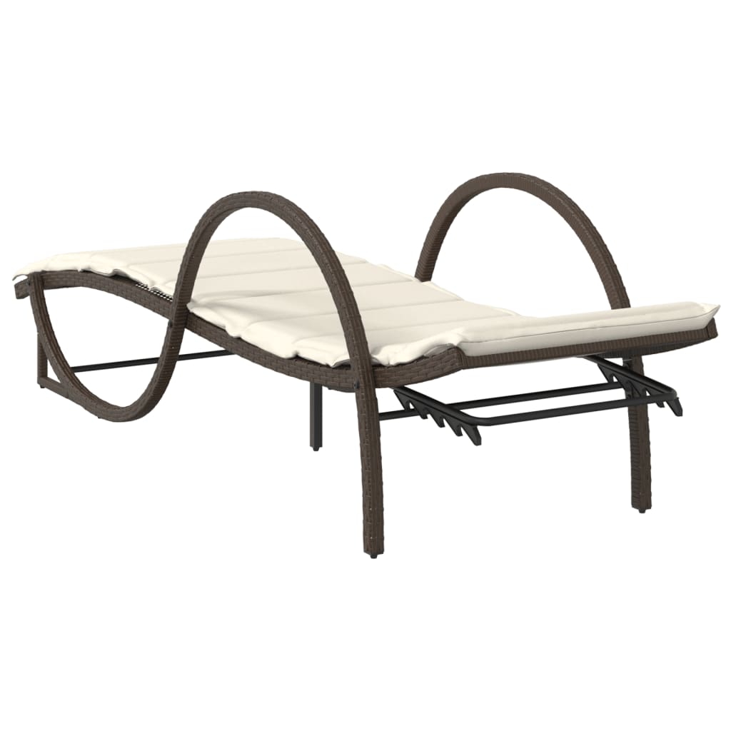 liggestole 2 stk. med hynder polyrattan brun