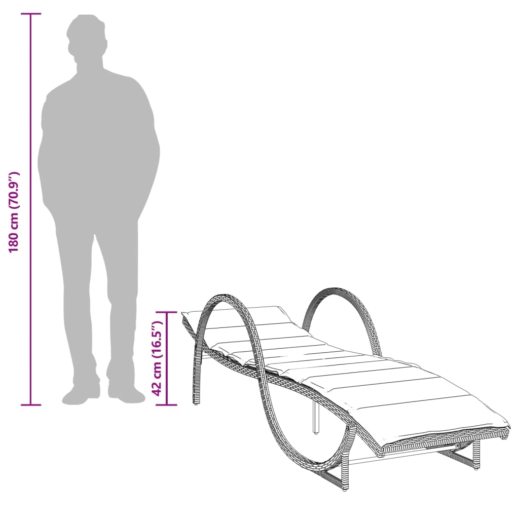liggestole 2 stk. med hynder polyrattan lysegrå