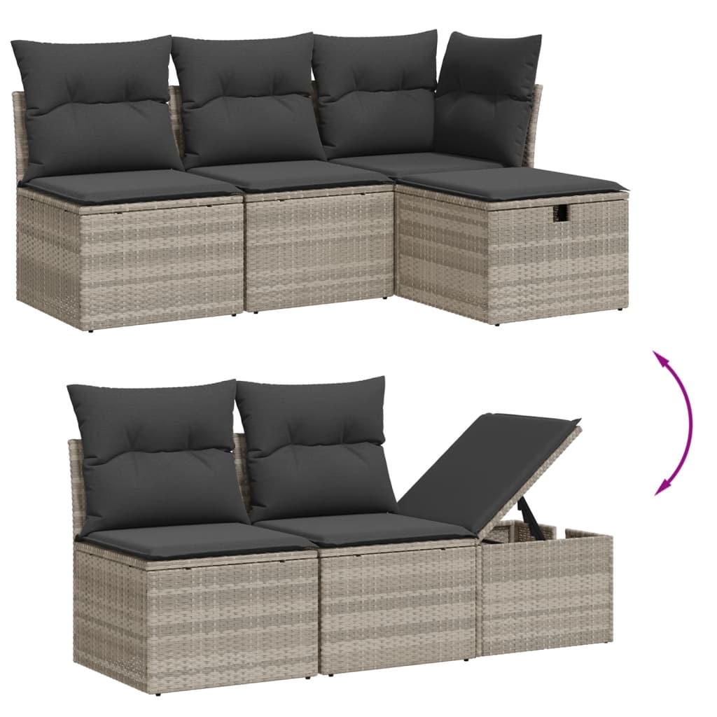 sofasæt til haven 7 dele med hynder polyrattan lysegrå