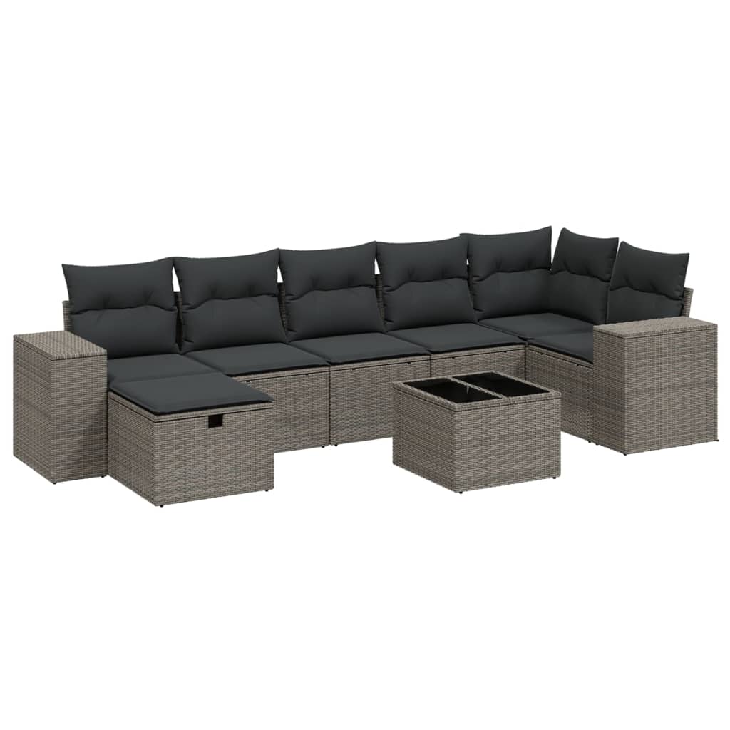 sofasæt til haven 8 dele med hynder polyrattan lysegrå