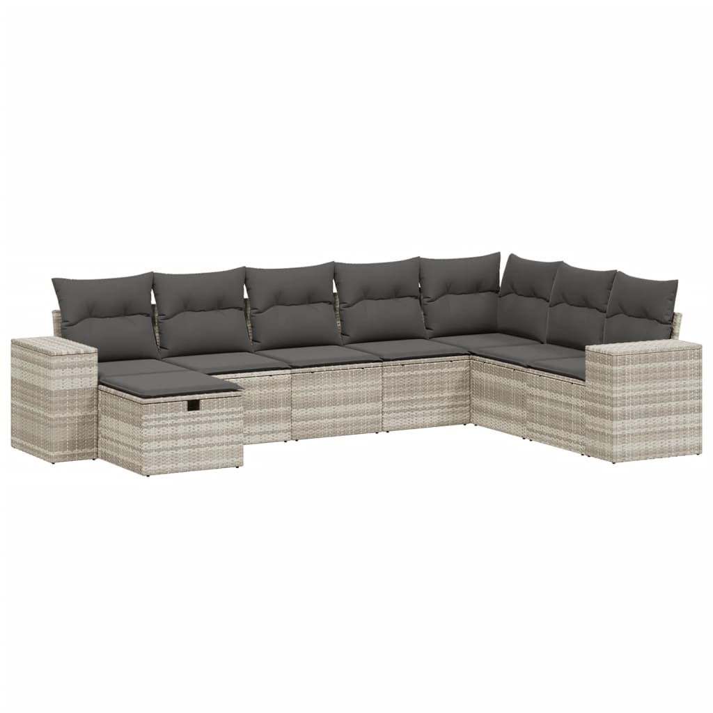 sofasæt til haven 8 dele med hynder polyrattan lysegrå
