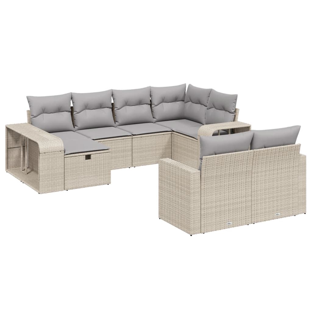 sofasæt til haven 10 dele med hynder polyrattan beige