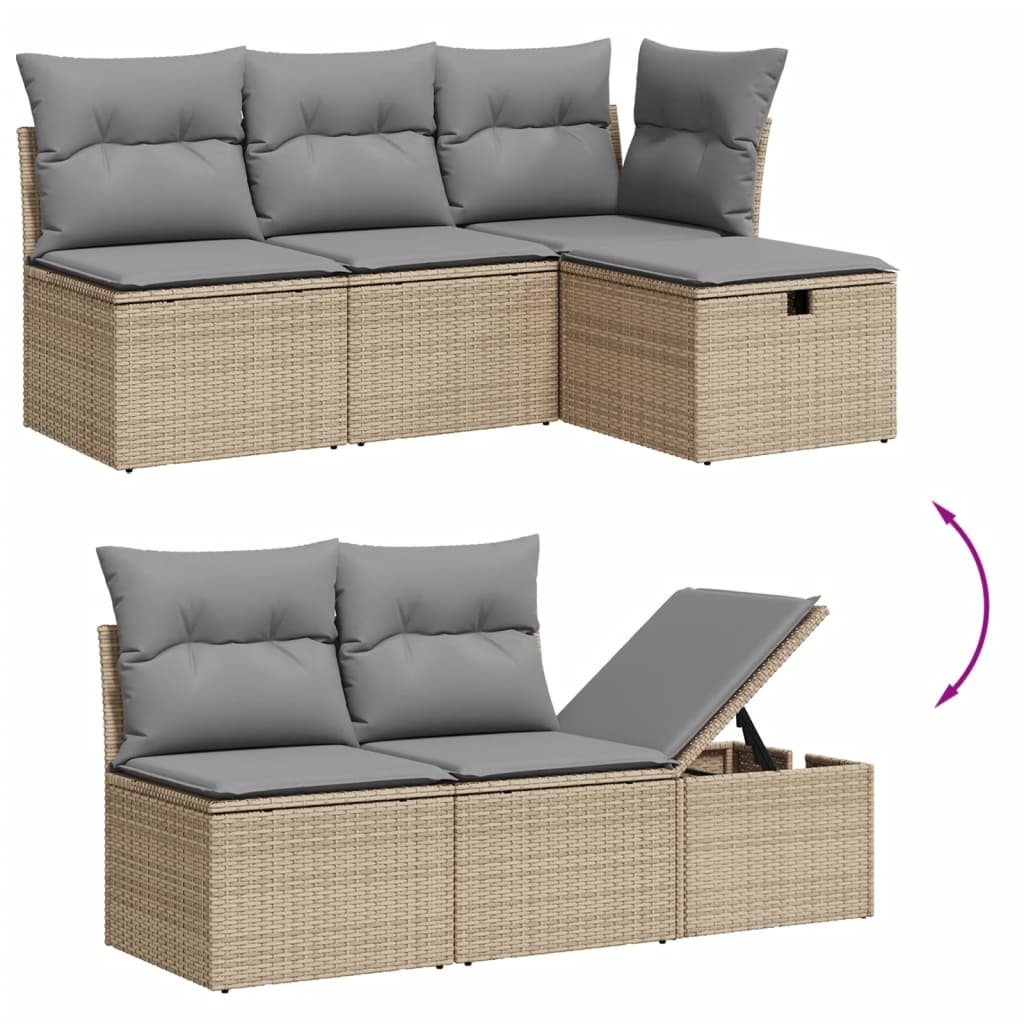 sofasæt til haven 10 dele med hynder polyrattan beige