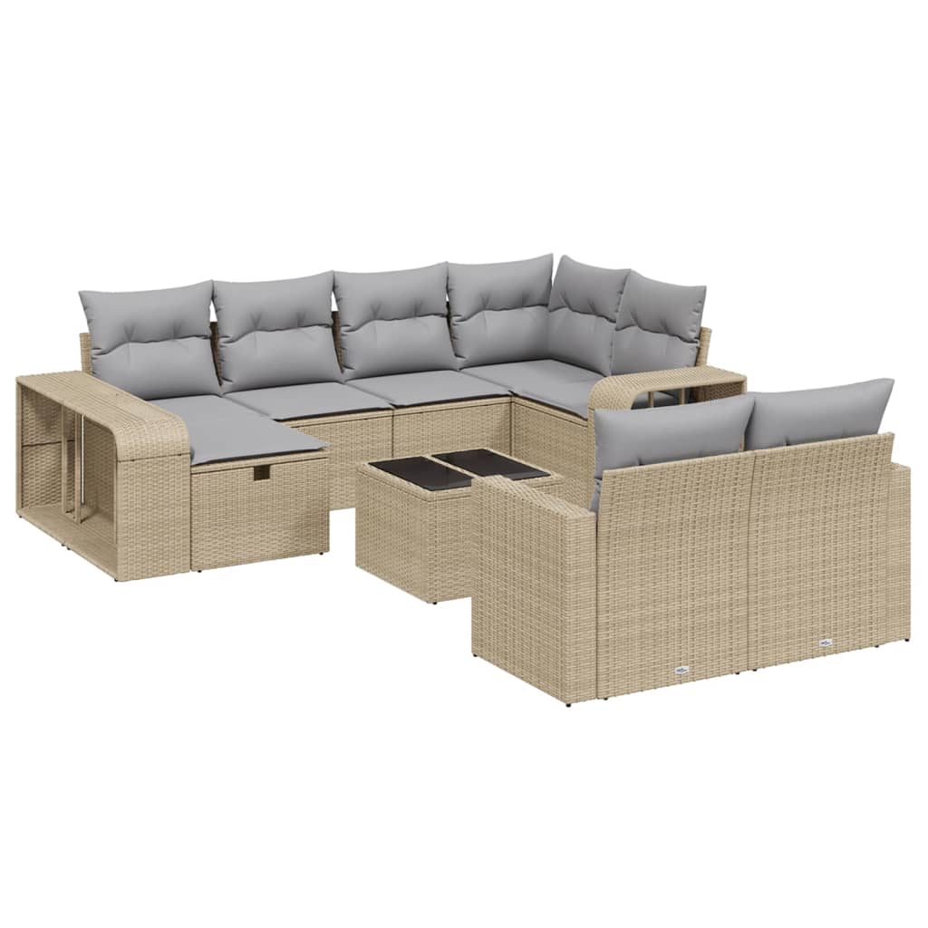 sofasæt til haven 11 dele med hynder polyrattan beige