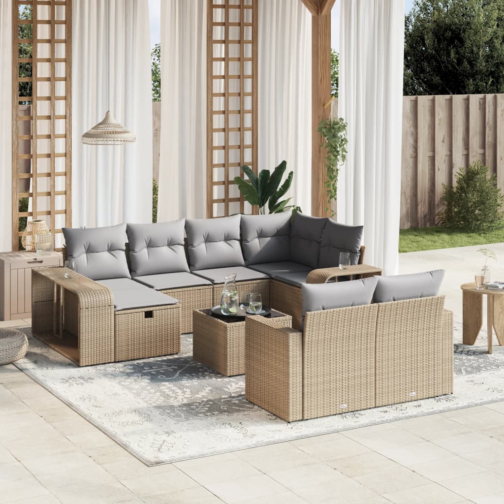 sofasæt til haven 11 dele med hynder polyrattan beige