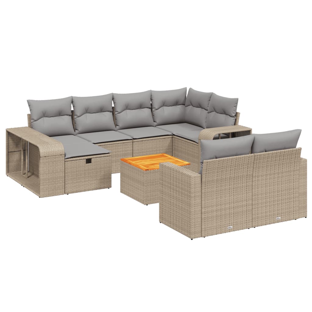 sofasæt til haven 11 dele med hynder polyrattan beige