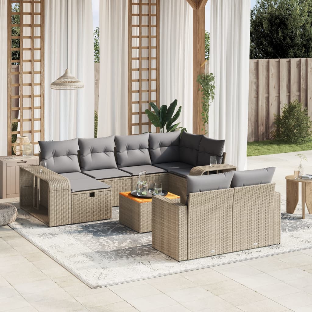 sofasæt til haven 11 dele med hynder polyrattan beige