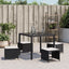 haveskammel med hynder 4 stk. 40x40x35 cm polyrattan sort