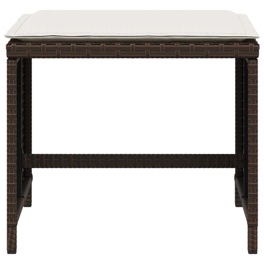 haveskamler 4 stk. med hynder 40x40x35 cm polyrattan brun