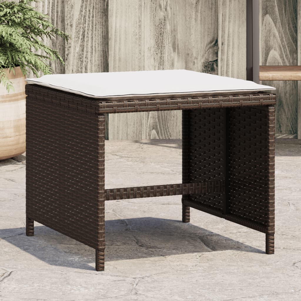 haveskamler 4 stk. med hynder 40x40x35 cm polyrattan brun