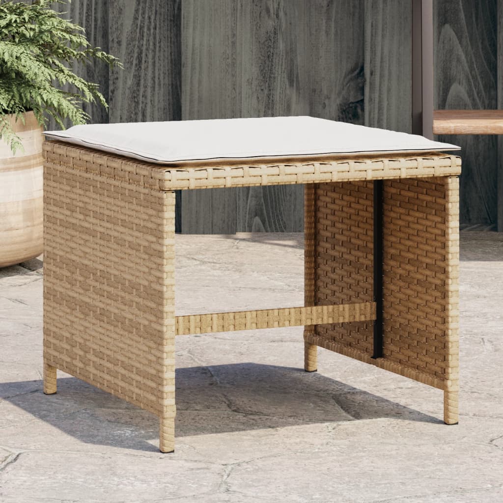 haveskamler 4 stk. med hynder 40x40x35 cm polyrattan beige