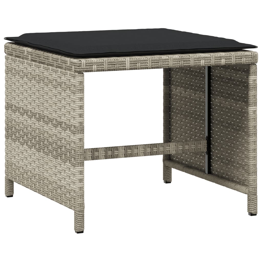 haveskamler 4 stk. med hynder 40x40x35 cm polyrattan lysegrå