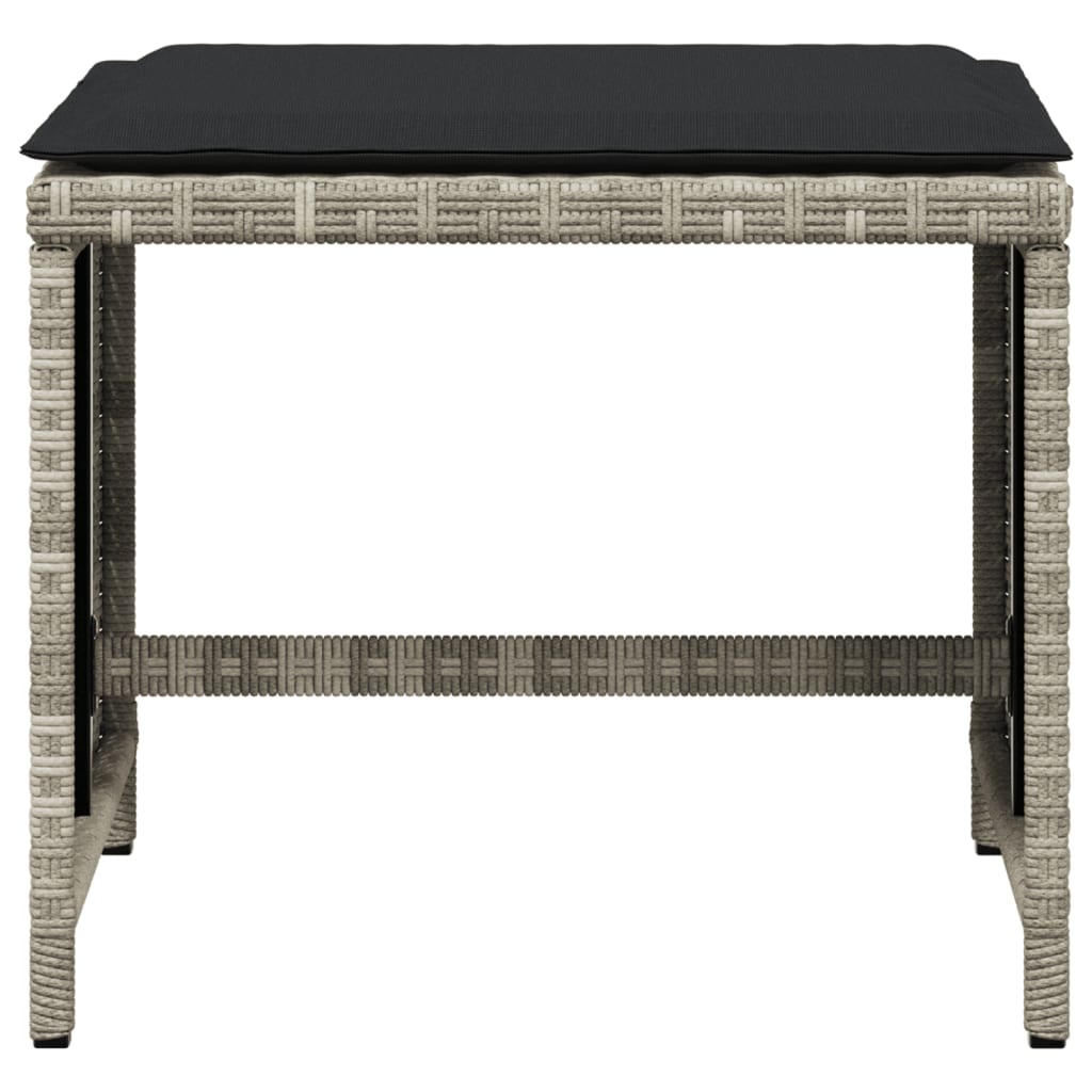 haveskamler 4 stk. med hynder 40x40x35 cm polyrattan lysegrå