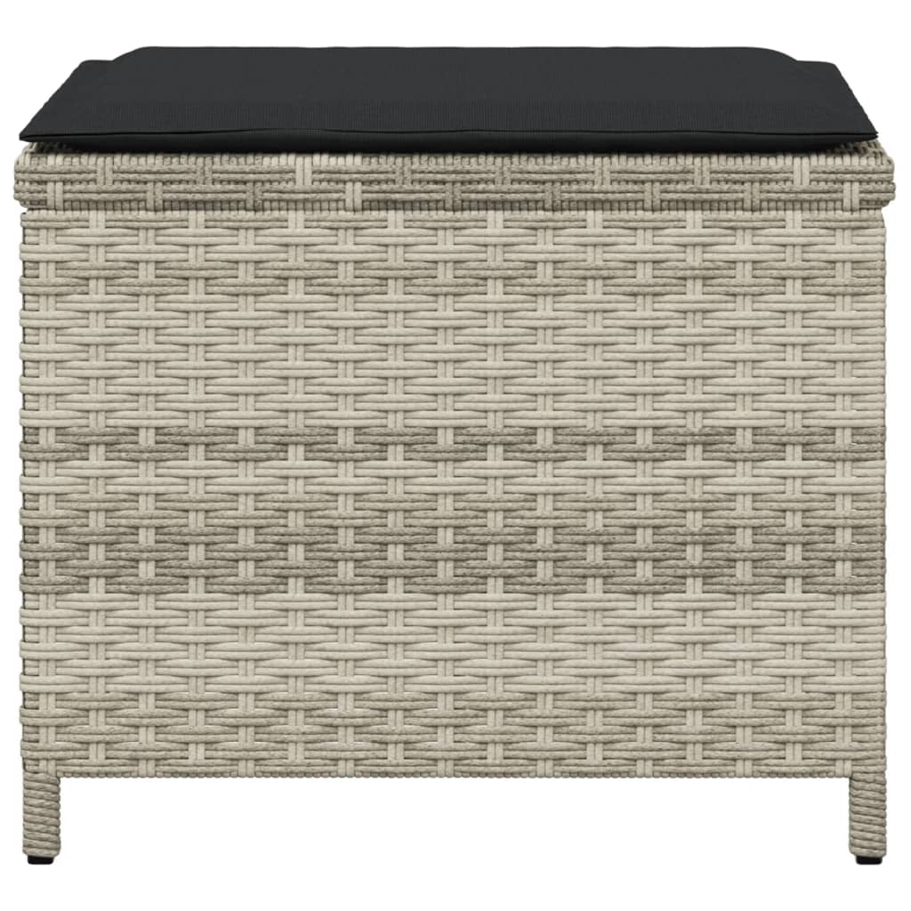 haveskamler 4 stk. med hynder 40x40x35 cm polyrattan lysegrå