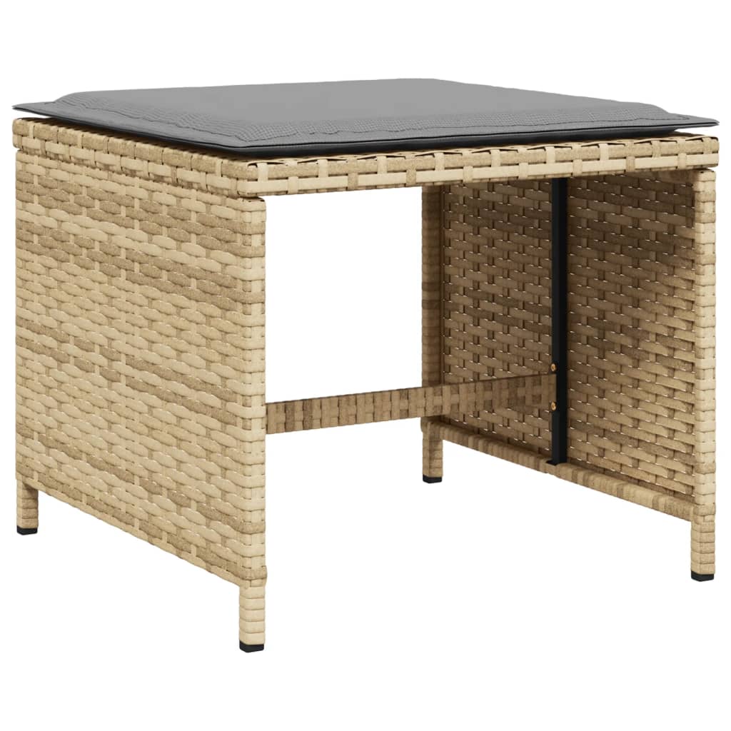 haveskamler 4 stk. med hynder 40x40x35 cm polyrattan beige