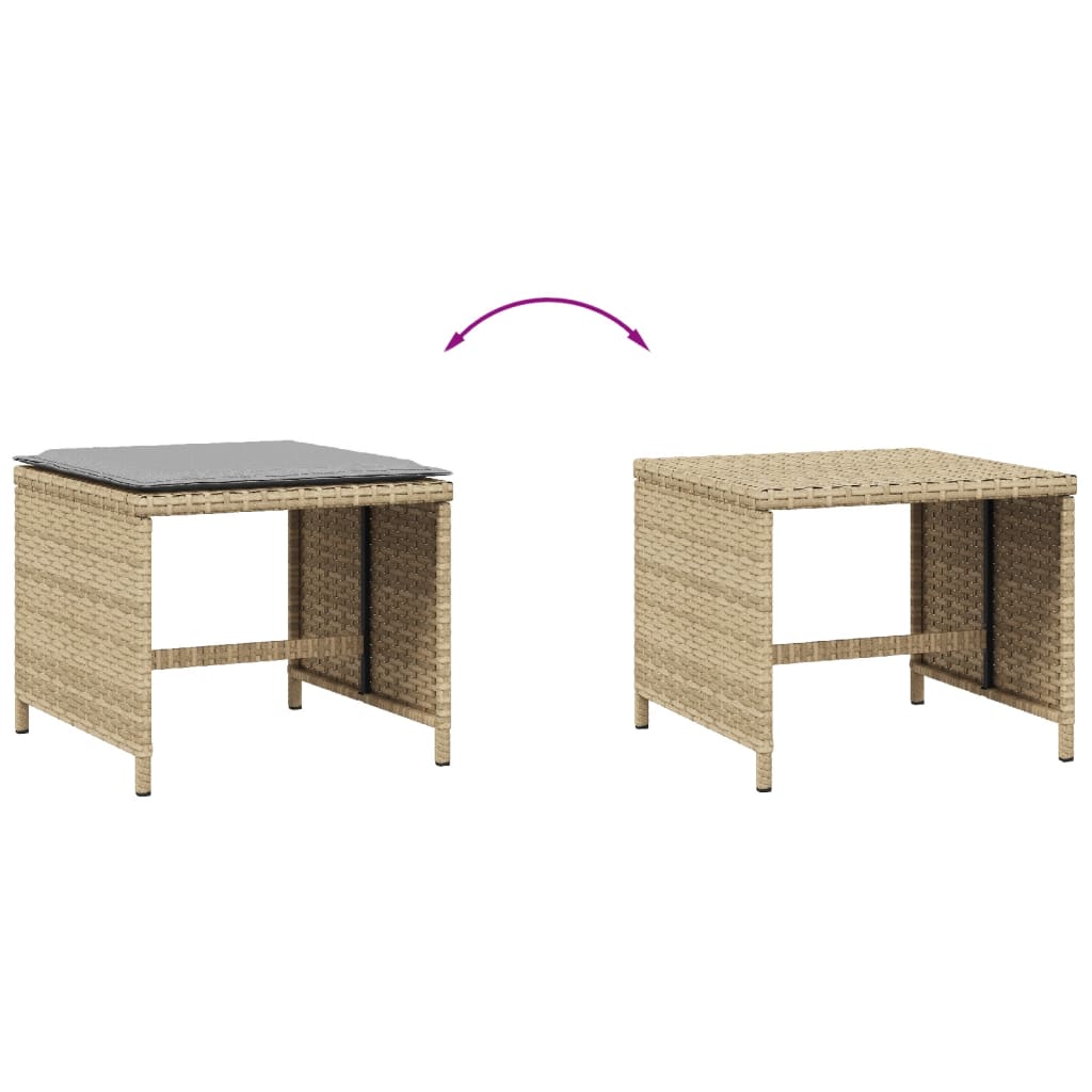 haveskamler 4 stk. med hynder 40x40x35 cm polyrattan beige