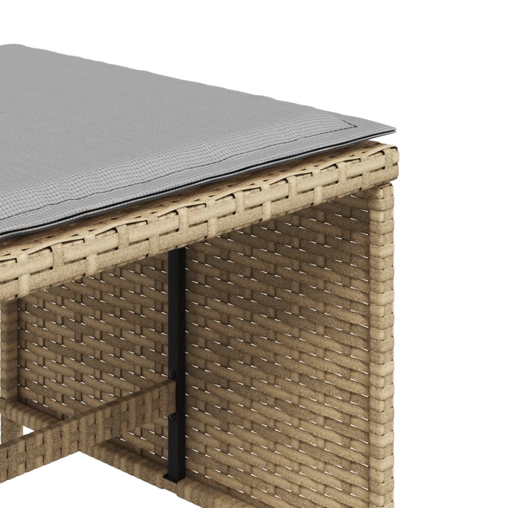 haveskamler 4 stk. med hynder 40x40x35 cm polyrattan beige