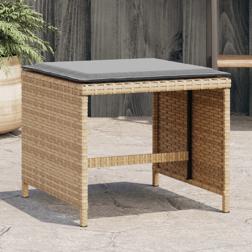 haveskamler 4 stk. med hynder 40x40x35 cm polyrattan beige