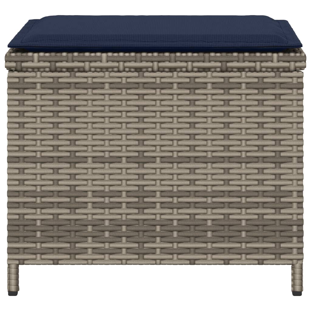 haveskamler 4 stk. med hynder 40x40x35 cm polyrattan grå