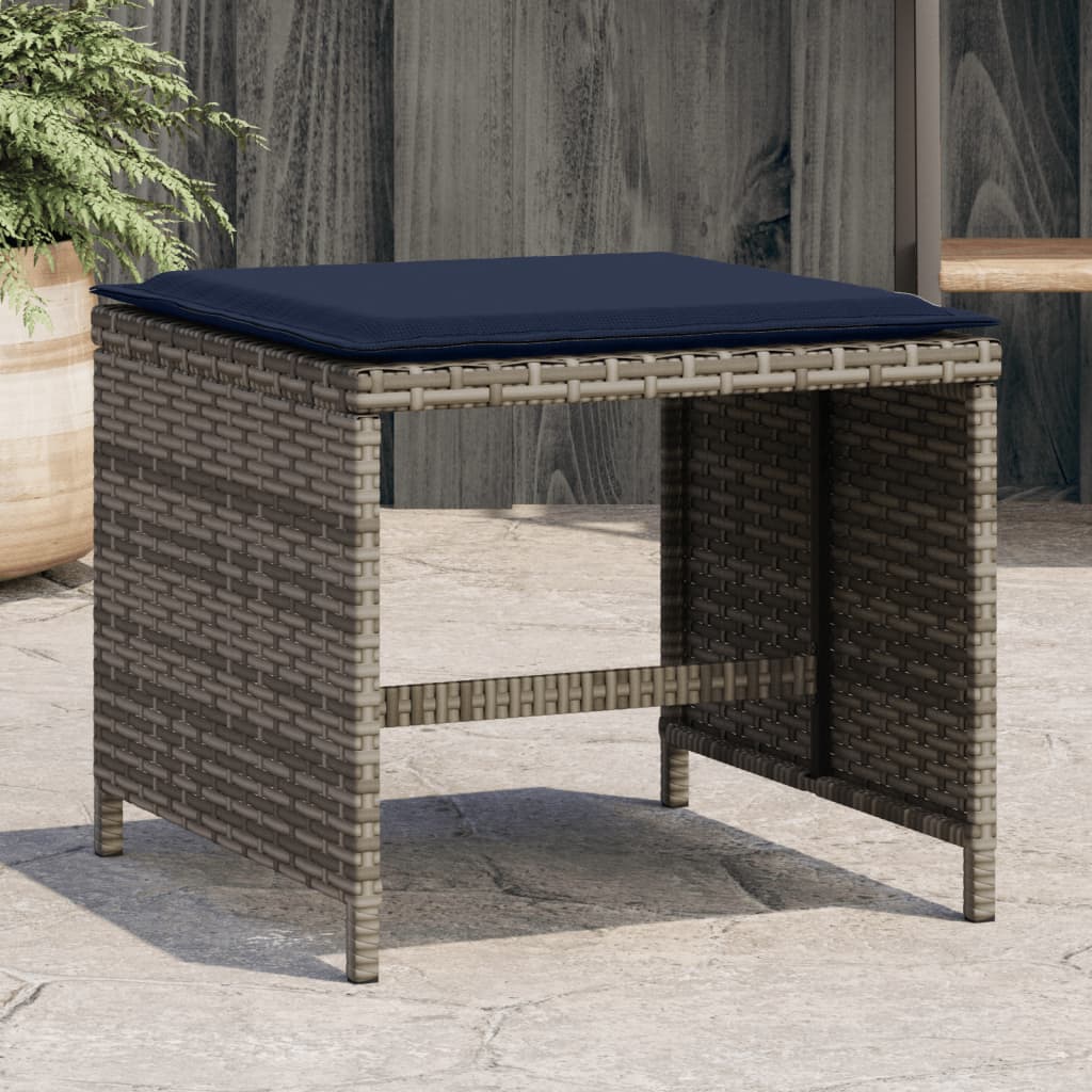 haveskamler 4 stk. med hynder 40x40x35 cm polyrattan grå
