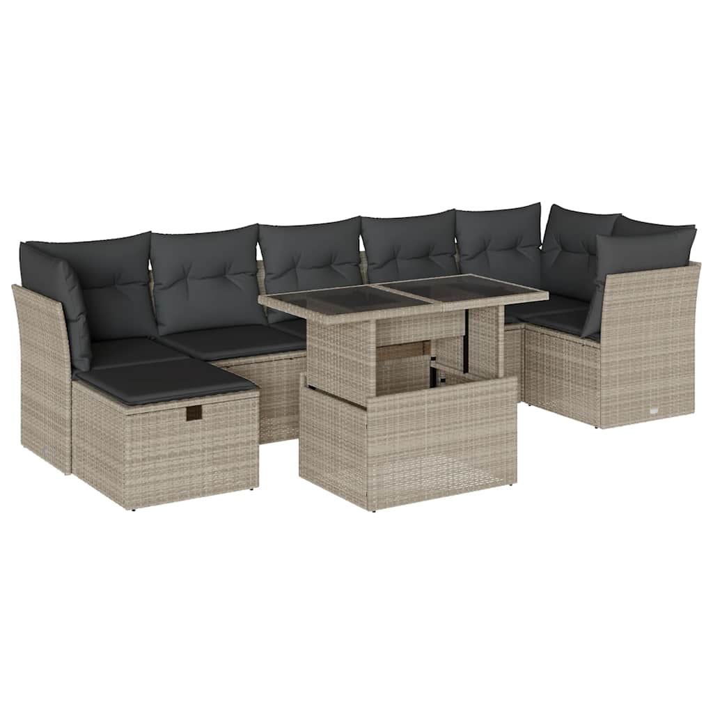 sofasæt til haven 8 dele med hynder polyrattan lysegrå