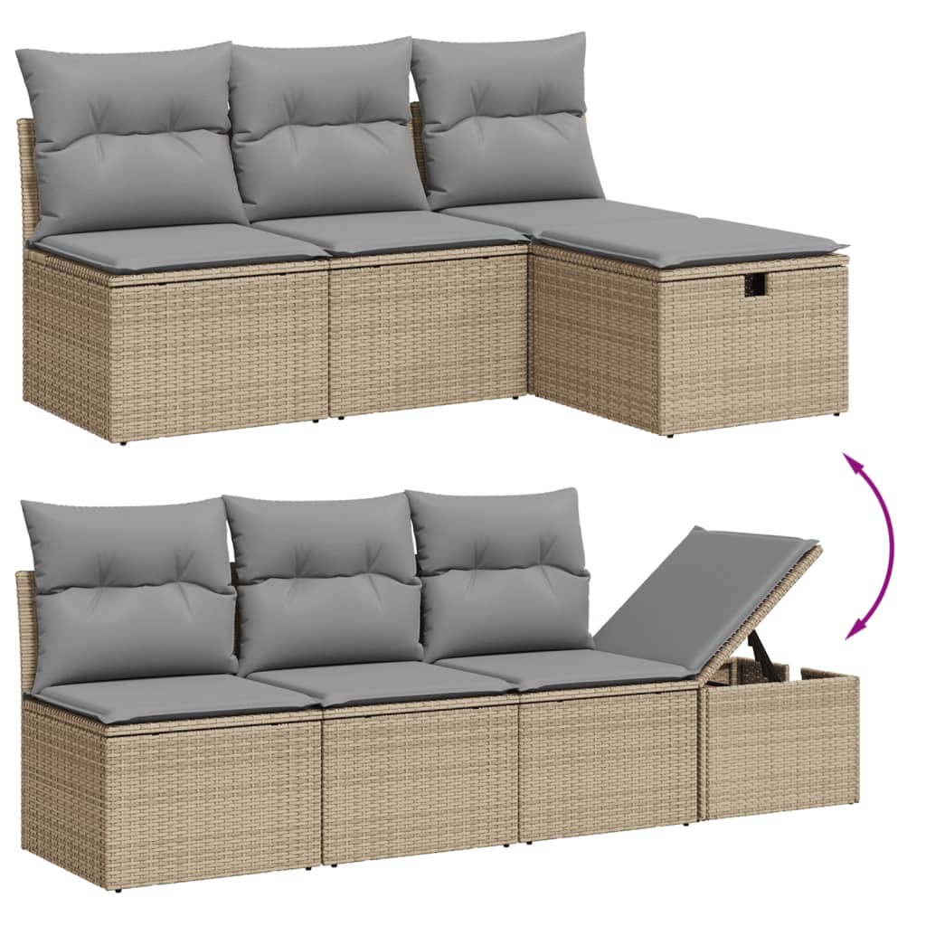 sofasæt til haven 8 dele med hynder polyrattan beige