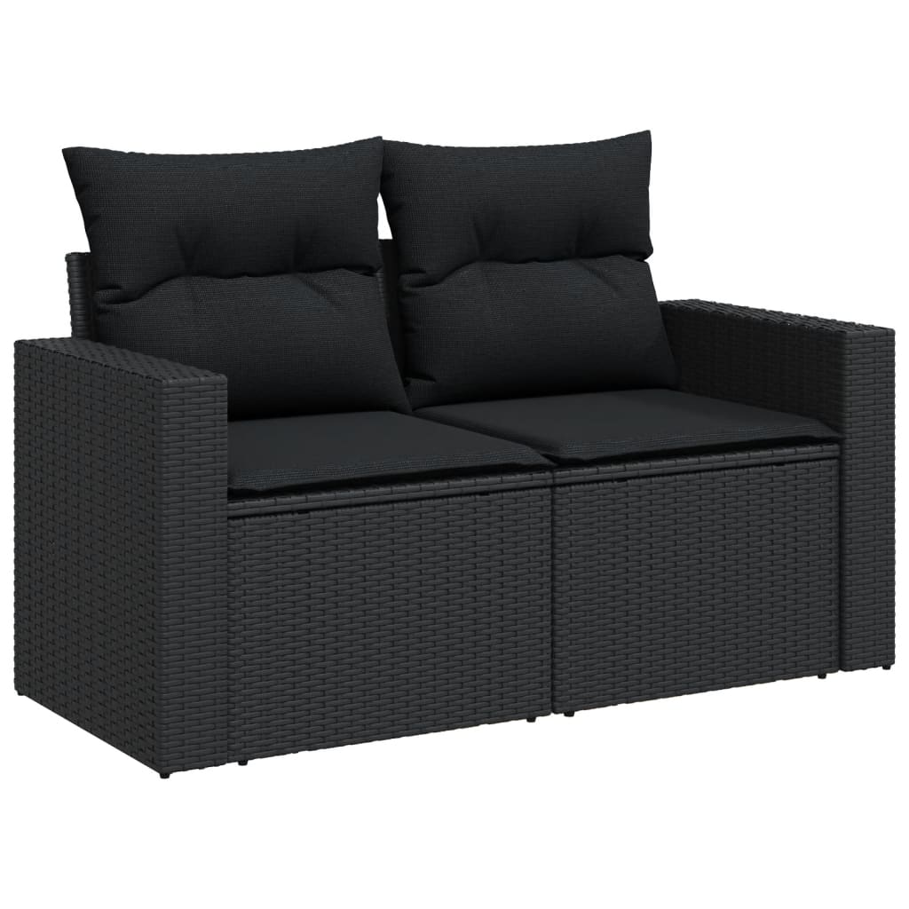 sofasæt til haven 7 dele med hynder polyrattan sort