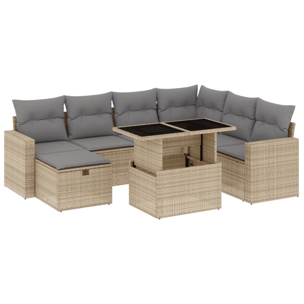 sofasæt til haven 8 dele med hynder polyrattan beige
