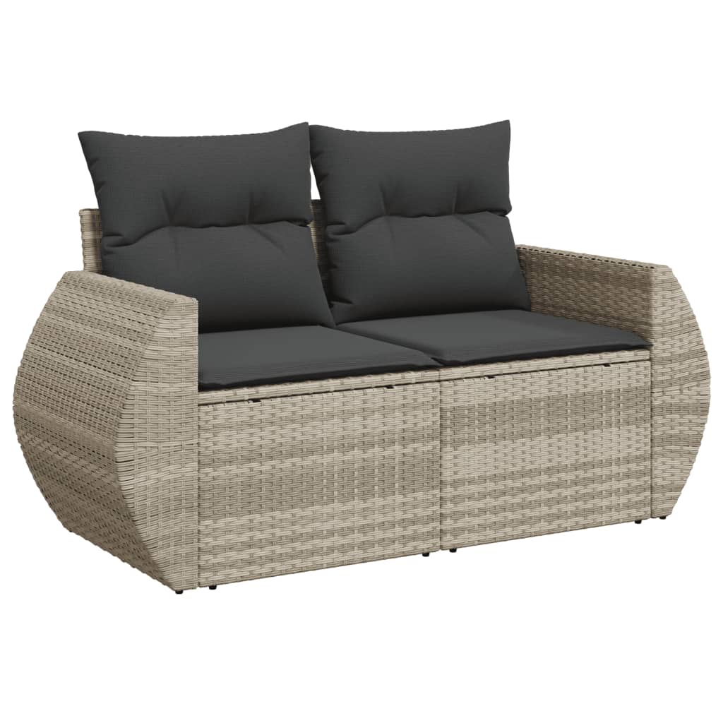 sofasæt til haven 7 dele med hynder polyrattan lysegrå