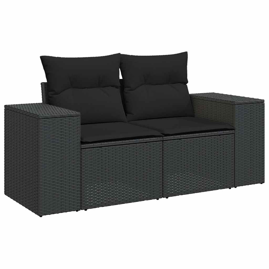 sofasæt til haven 7 dele med hynder polyrattan sort