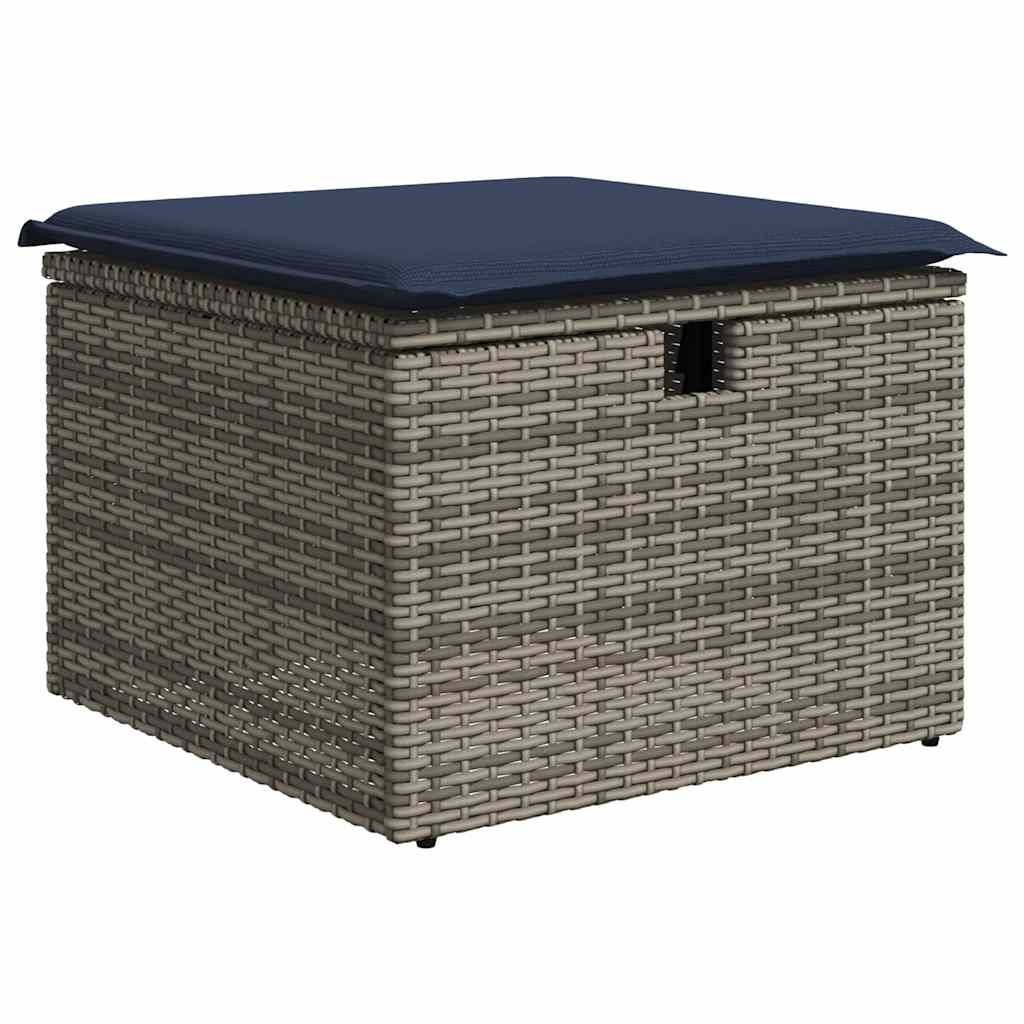 havesofasæt med 7 dele og hynder grå polyrattan