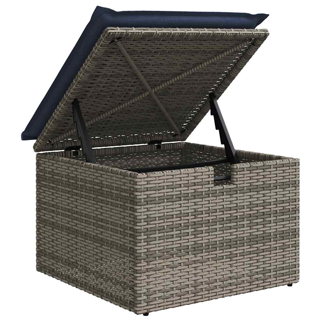 havesofasæt med 7 dele og hynder grå polyrattan