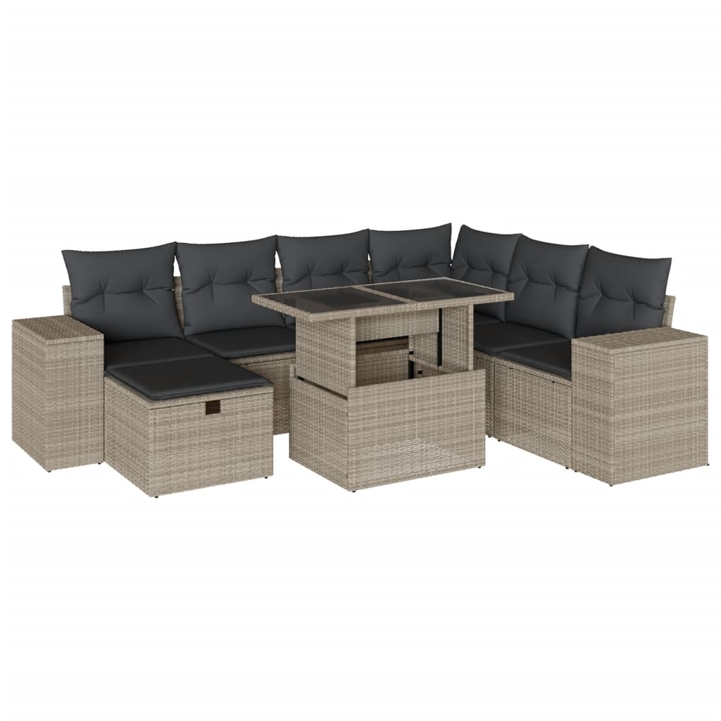 sofasæt til haven 8 dele med hynder polyrattan lysegrå