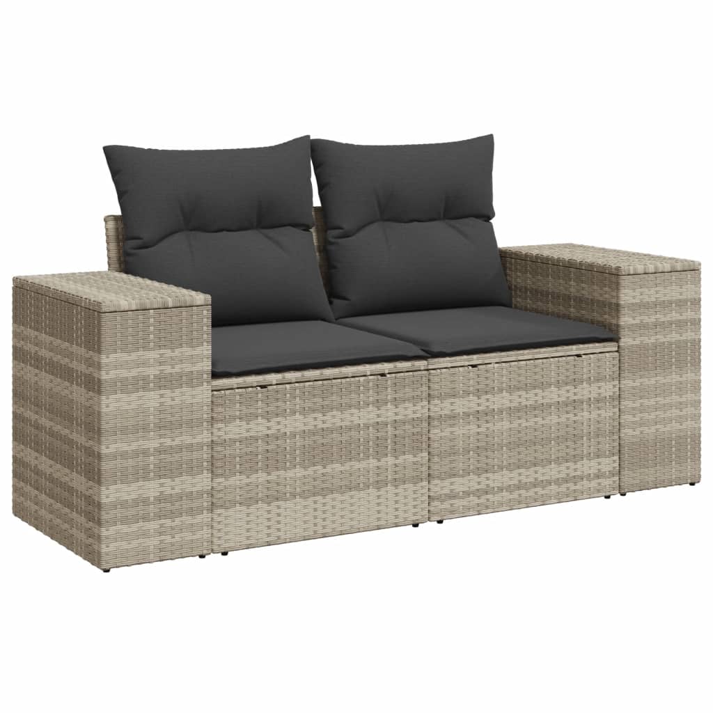 sofasæt til haven 9 dele med hynder polyrattan lysegrå