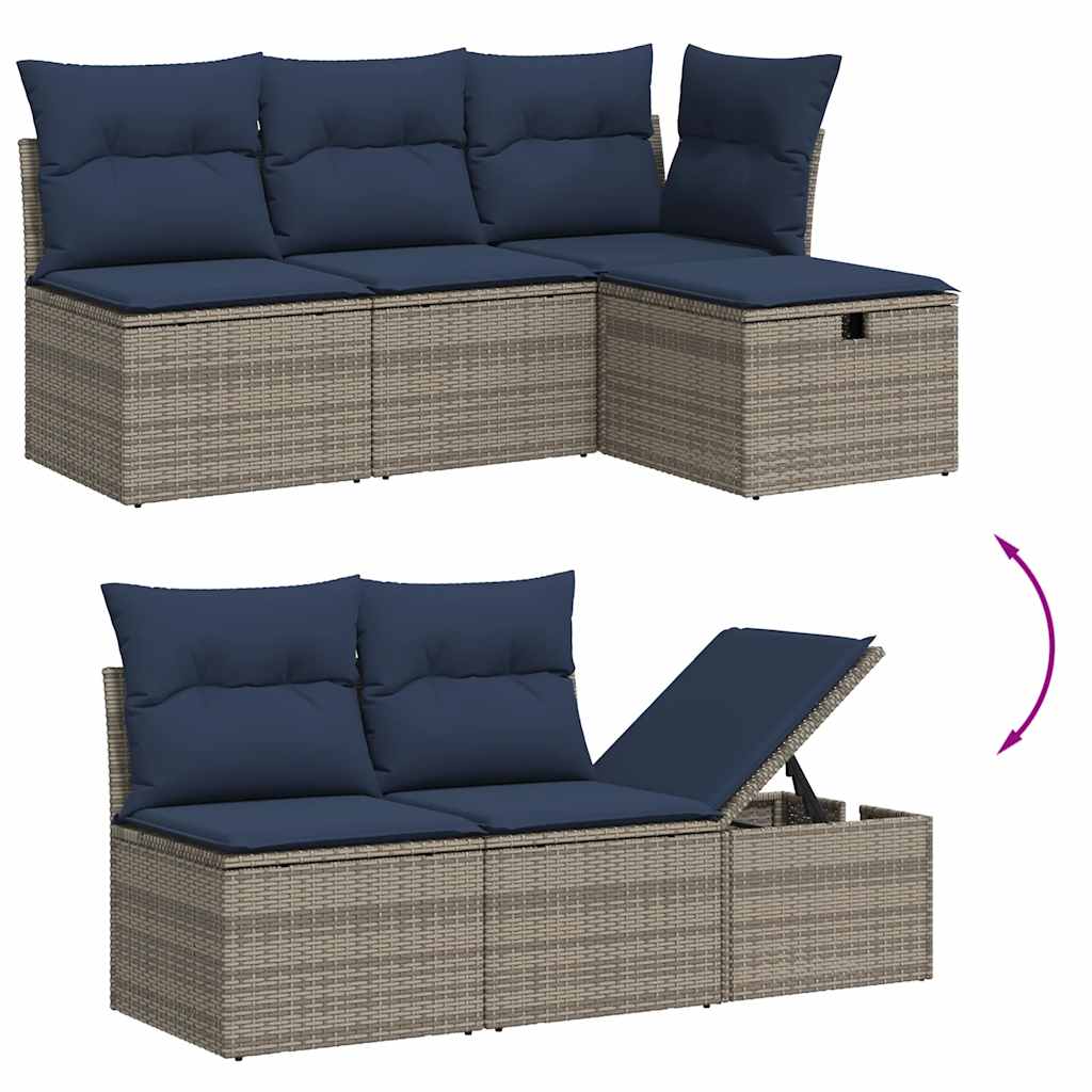 sofasæt til haven 9 dele med hynder polyrattan grå