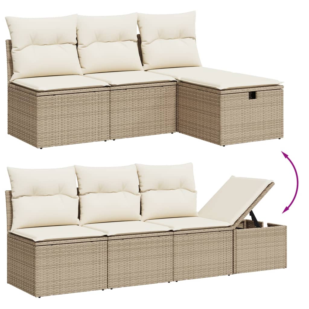 sofasæt til haven 9 dele med hynder polyrattan beige