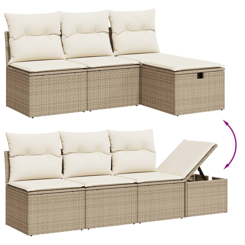 sofasæt til haven 9 dele med hynder polyrattan beige